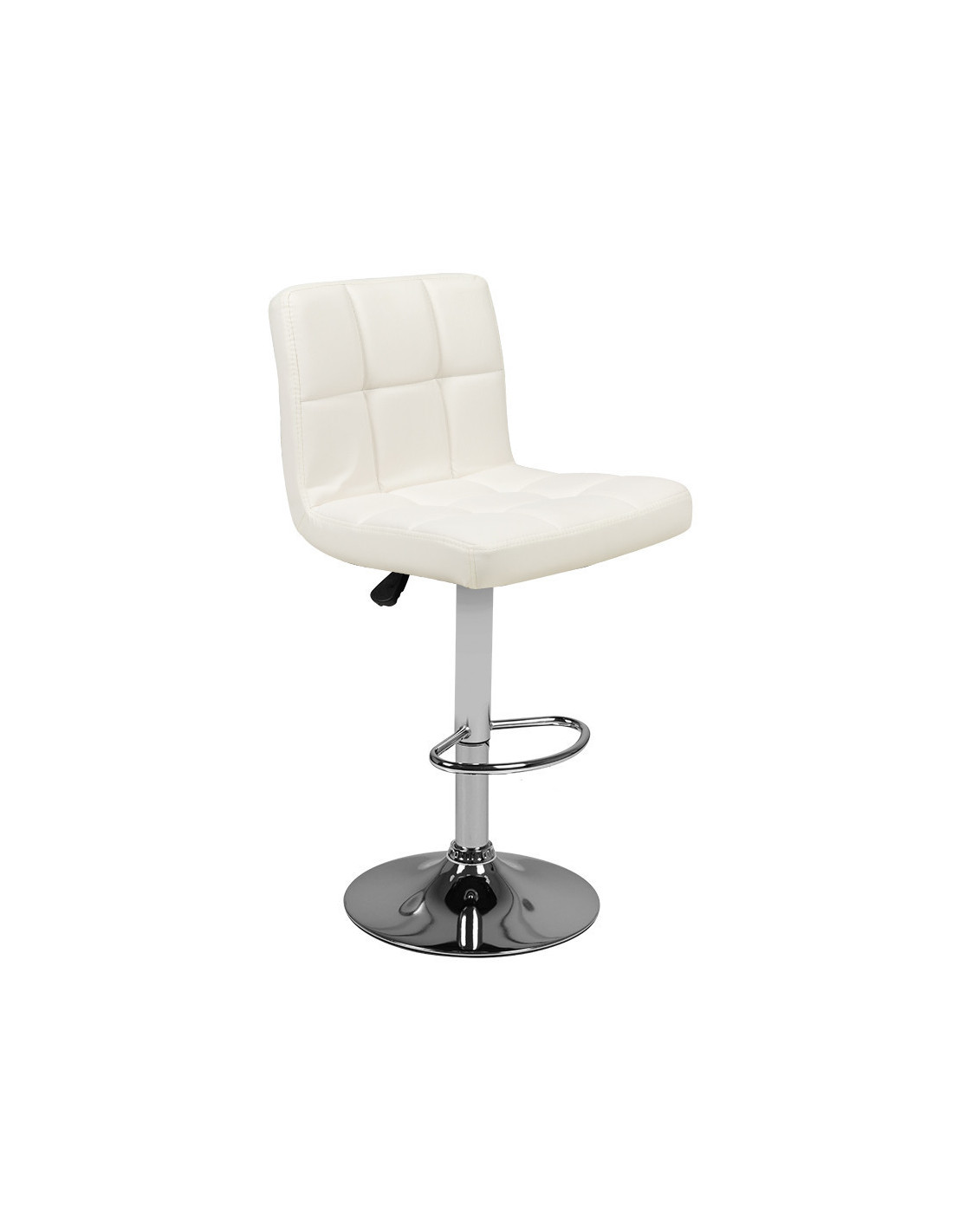 Tabouret de bar matelassé réglable blanc M06 
