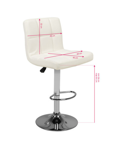 M06 White Adjustable Padded Bar Stool