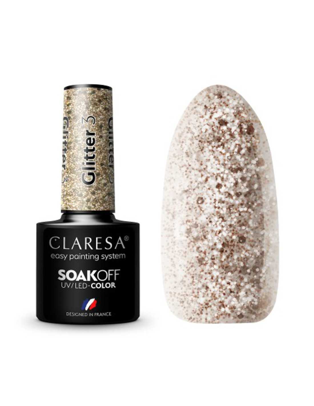 CLARESA Esmalte de uñas híbrido GLITTER 3 -5g