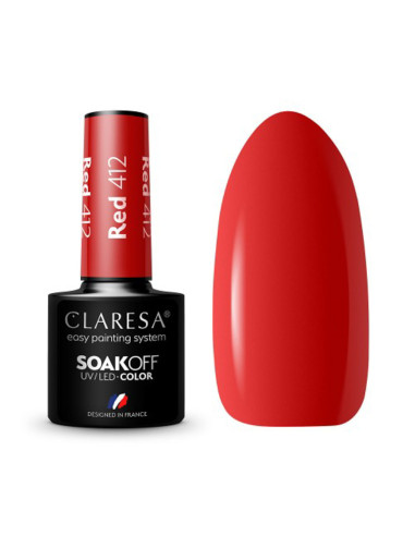 CLARESA Lakier hybrydowy RED 412 -5g 
