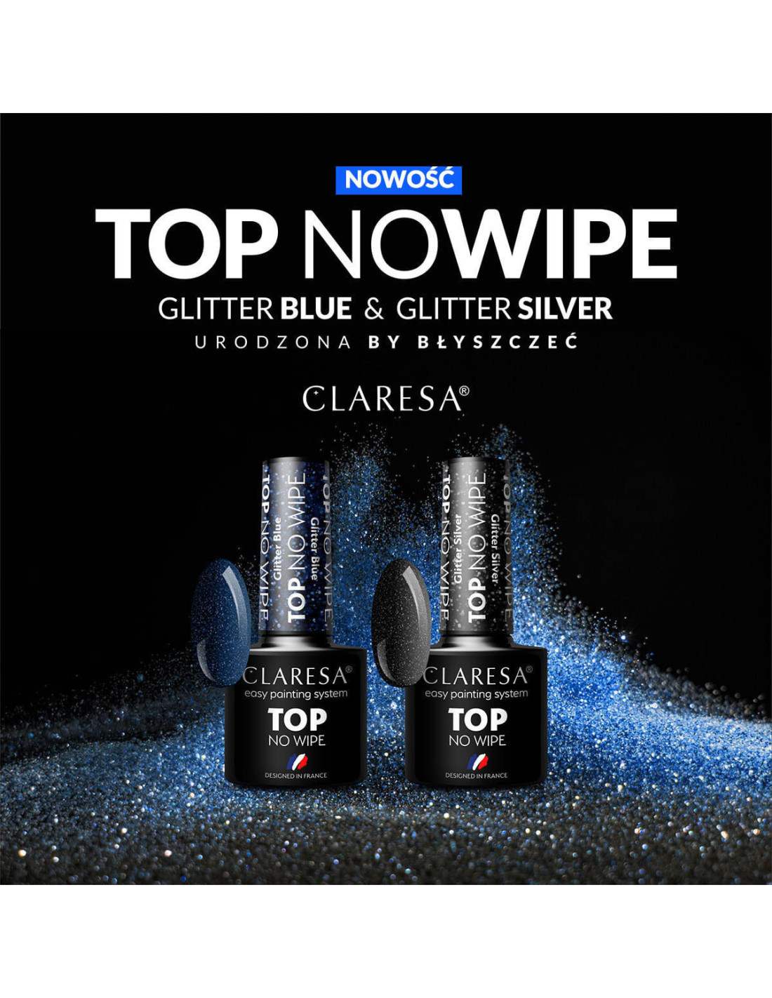 CLARESA Top Sans Essuyage 5g Bleu Pailleté 