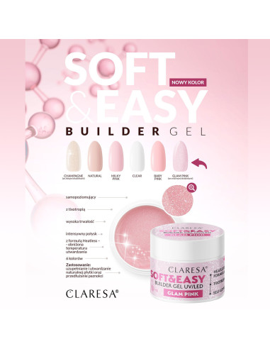 Gel da costruzione Claresa Soft&Easy glam rosa 90g