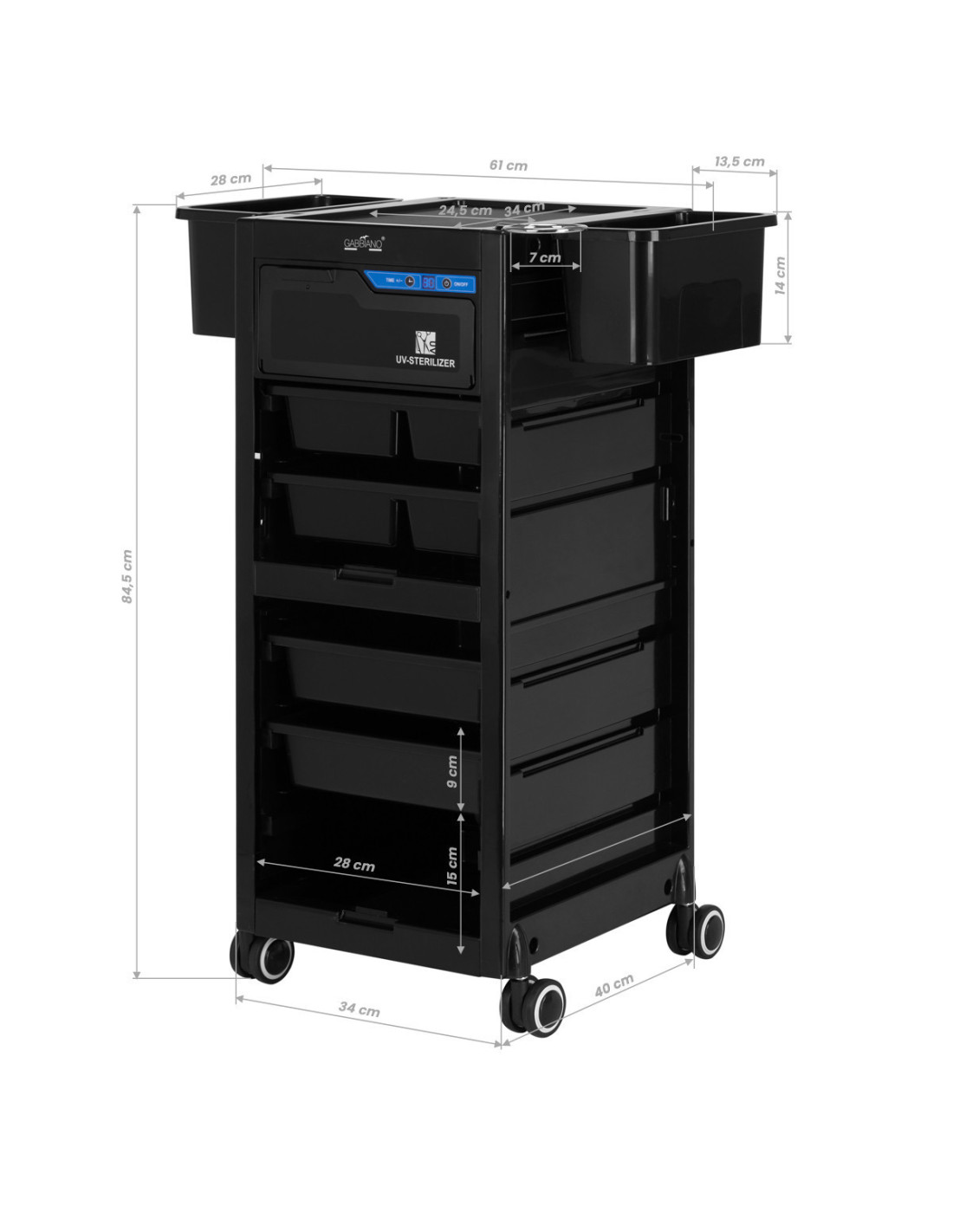 Gabbiano kappershulp met UV-sterilisator 68UV zwart 