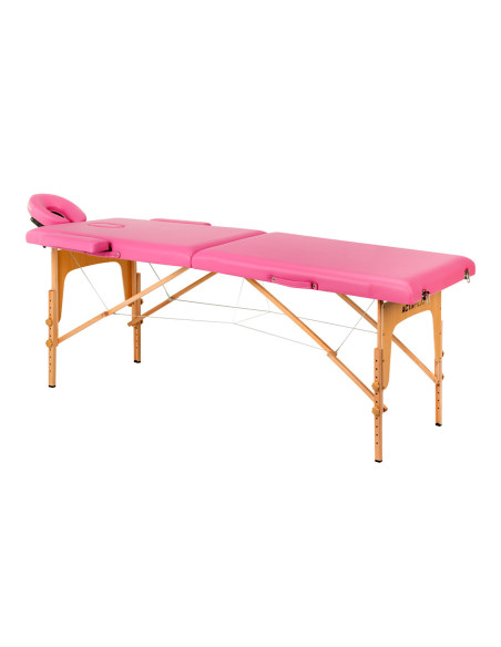Comfort Activ Fizjo Camilla de masaje plegable de madera de 2 segmentos rosa