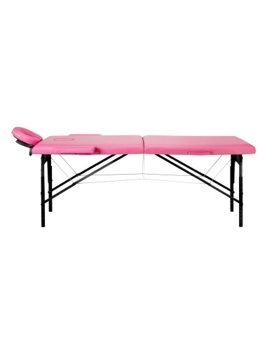 Comfort Activ Fizjo folding massage table, 2 segments, pink, black wood