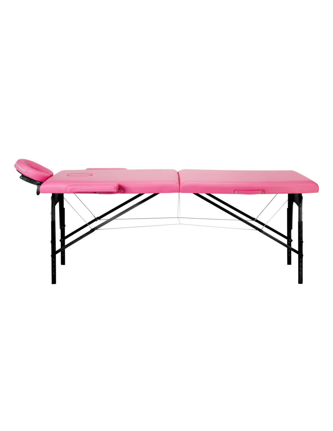 Comfort Activ Fizjo Klappmassageliege, 2 Segmente, rosa, schwarzes Holz