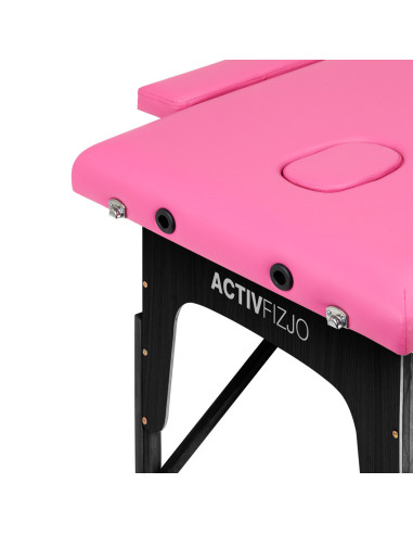 Camilla de masaje plegable Comfort Activ Fizjo, 2 segmentos, rosa, madera negra