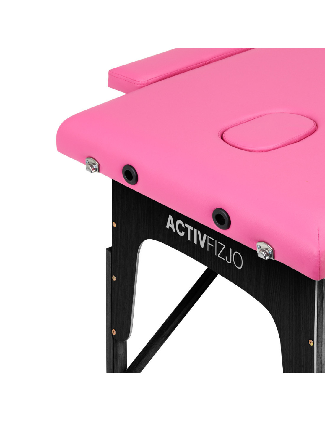 Camilla de masaje plegable Comfort Activ Fizjo, 2 segmentos, rosa, madera negra