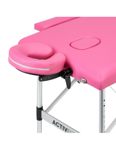 Activ Fizjo 2-segment comfort folding massage table in aluminium, pink