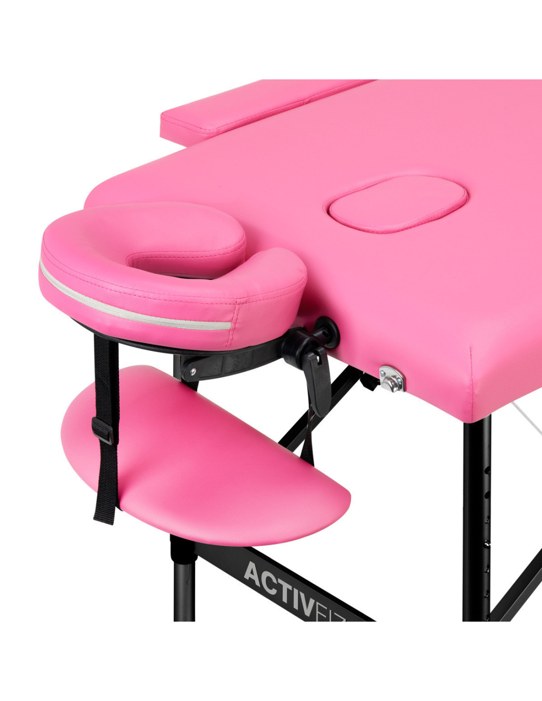 Table de massage pliante aluminium confort Activ Fizjo 2 segments aluminium rose noir 