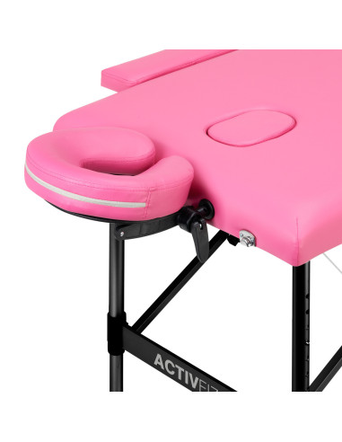Folding massage table aluminum comfort Activ Fizjo 2 segments aluminum pink black