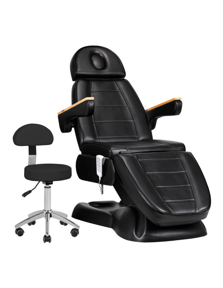 Elektrische cosmetische stoel sillon lux 273b + kruk 304 zwart
