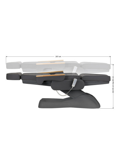 SILLON Lux elektrische cosmetische stoel 3 grijze motoren, grijze basis 