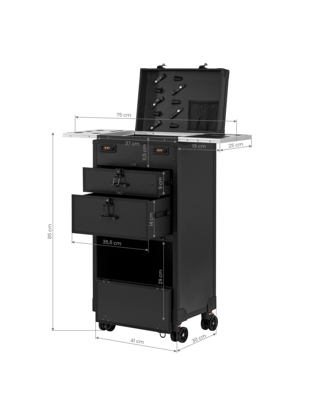 Gabbiano mobiele kappersassistent V21 zwart 