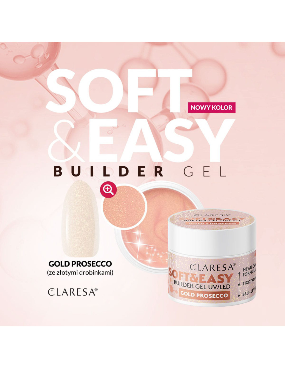 Claresa żel budujący Soft&Easy gold prosecco 12g 