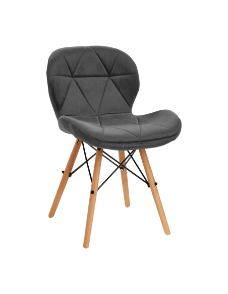 4Rico Krzesło skandynawskie QS-186 aksamit szare 