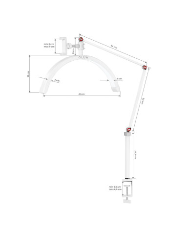Lampa zabiegowa Glow MX3 do blatu biała 