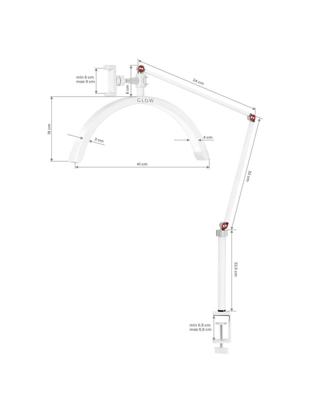 Lampa zabiegowa Glow MX3 do blatu biała 
