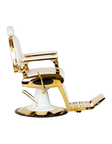 Fauteuil Barbier Impérial Gold & White – Élégance Royale & Raffinement Absolu 