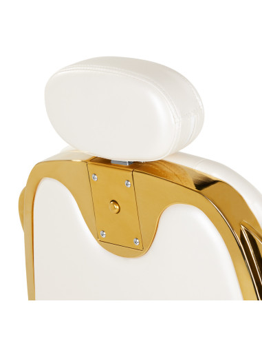 Sillón de barbero Imperial Dorado y Blanco: Elegancia Real y Refinamiento Absoluto