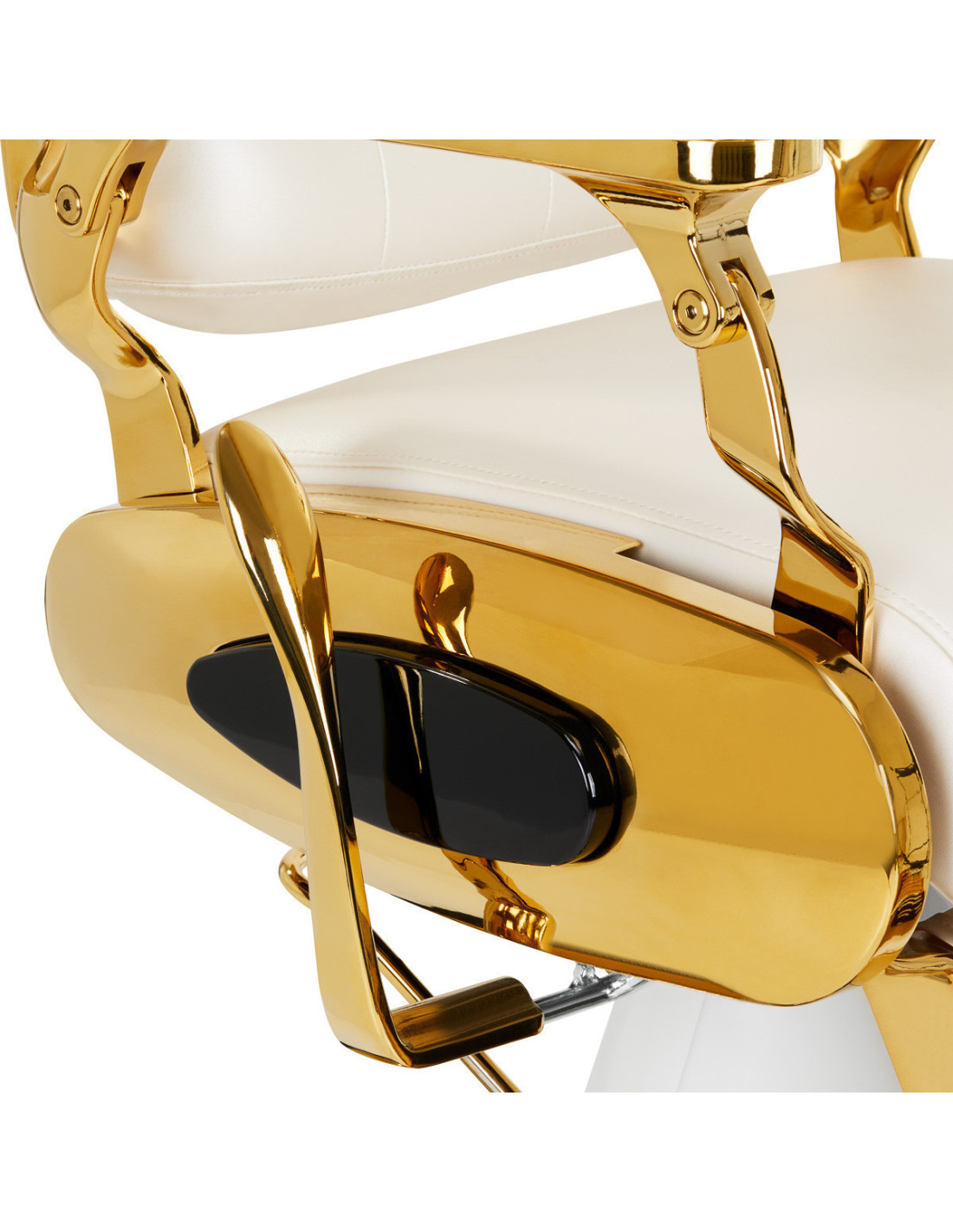 Sillón de barbero Imperial Dorado y Blanco: Elegancia Real y Refinamiento Absoluto