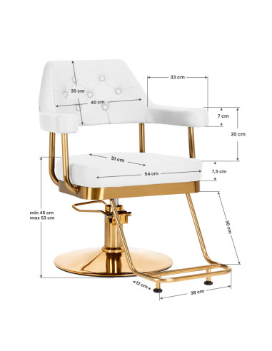 Gabbiano Granada White Gold Hairdressing Chair {attributes}