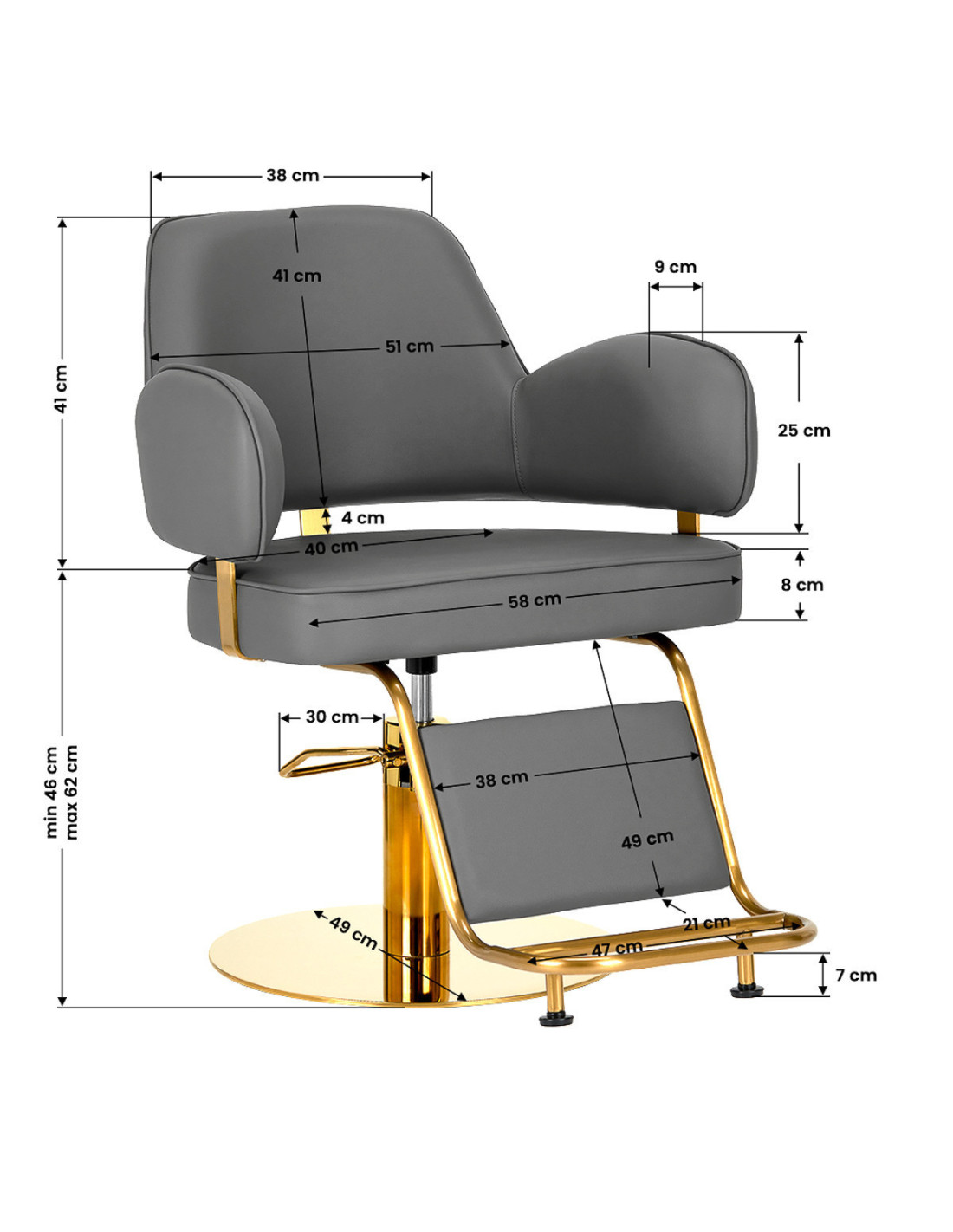  Chaise de coiffure gabbiano linz nq gris doré 