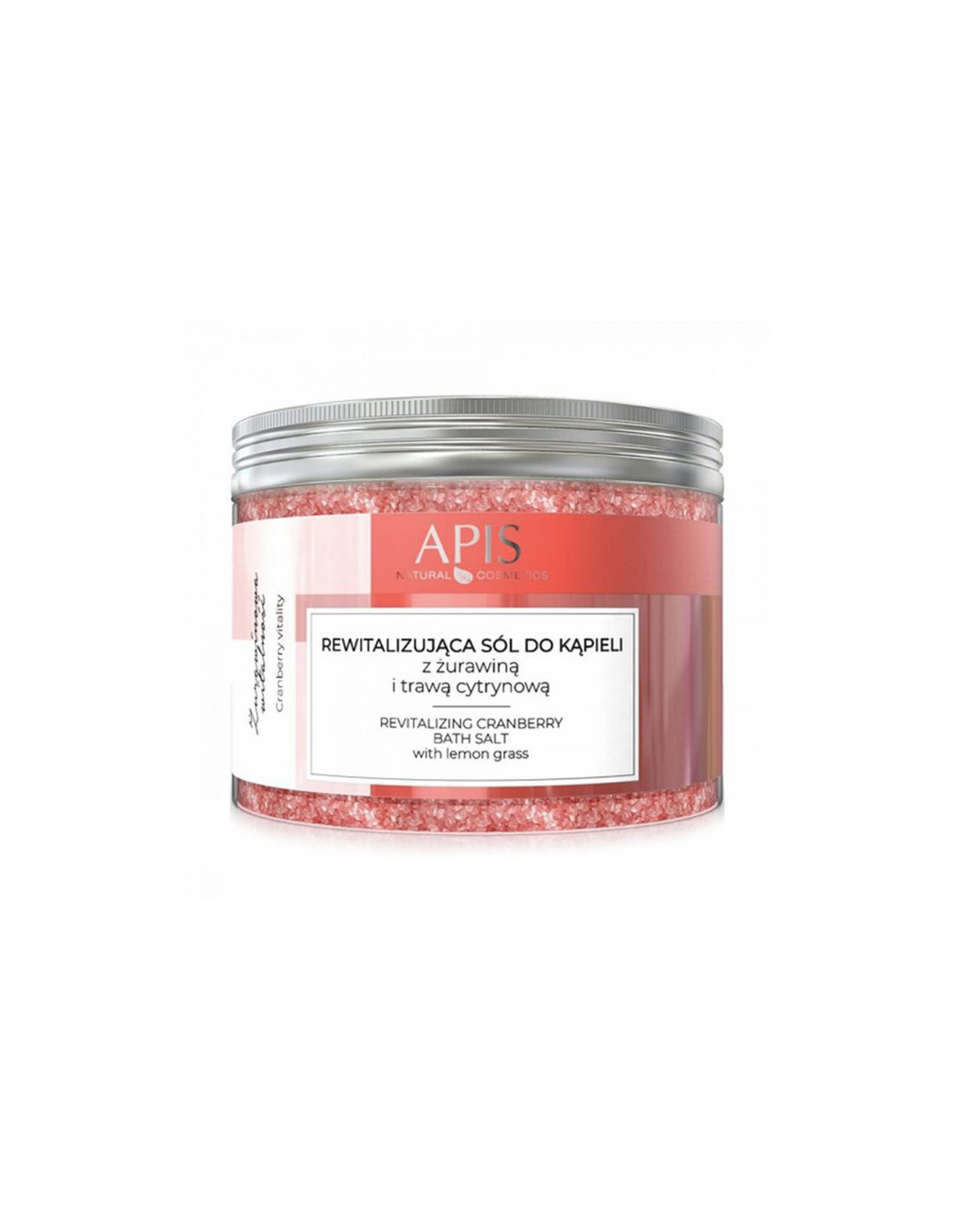 Apis żurawinowa witalność, rewitalizująca sól do kąpieli z żurawiną i trawą cytrynową, 650 g 