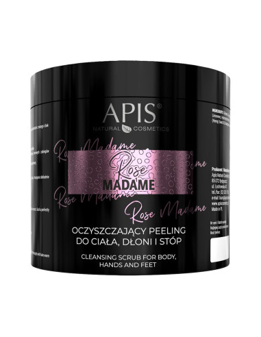 Apis rose madame, oczyszczający peeling do ciała i stóp 700 g 