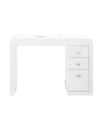 Scrivania cosmetica 312 con assorbitore a cassetta, bianco, sinistra