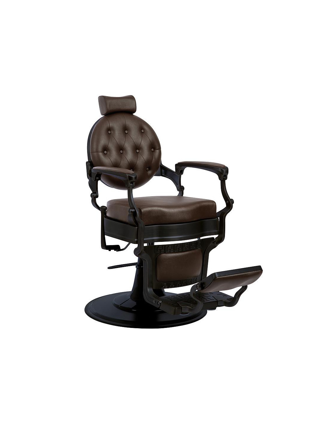 Florence Dark Brown Barber chair – Vintage Style & Black Frame 