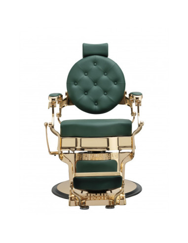 Fotel fryzjerski Florence Gold Green – Vintage Premium & Comfort Pro