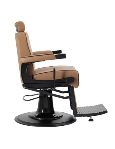 Romanos Friseurstuhl in Kamel und Mattschwarz