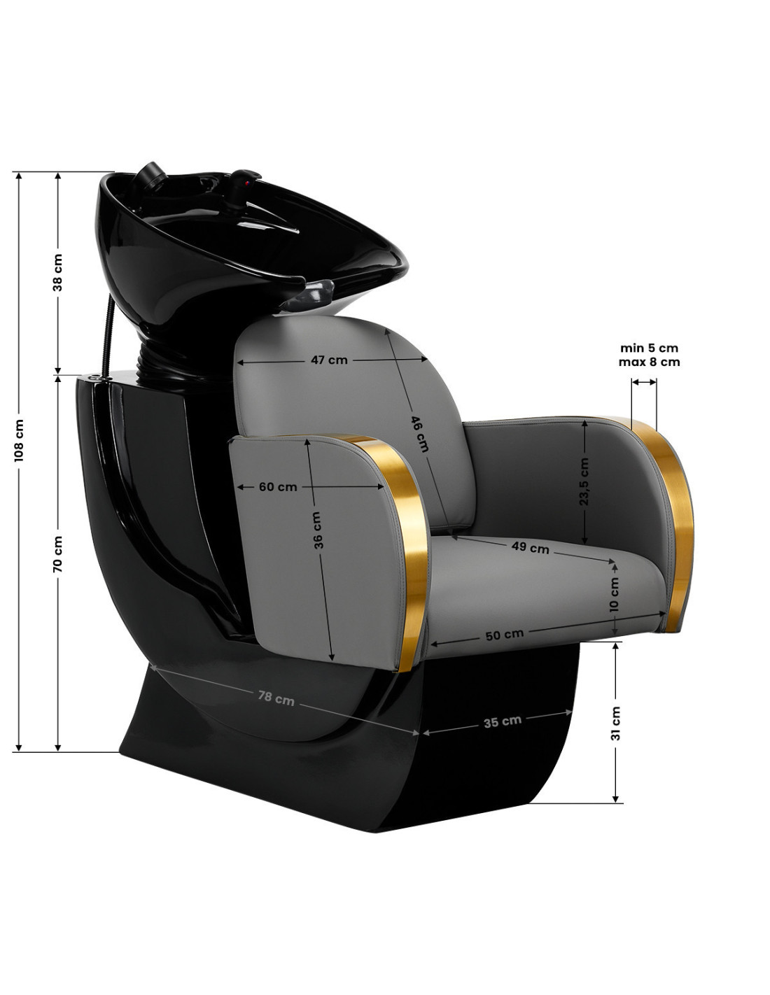Gabbiano myjnia fryzjerska Malaga złoto szara 