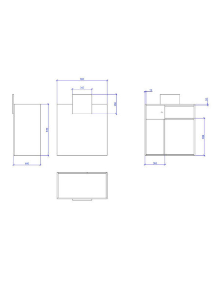 Banco reception in rovere con decorazione in legno nero