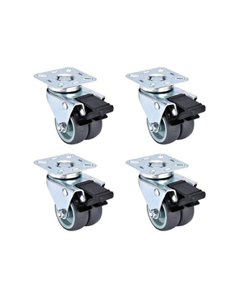 4 casters with brakes