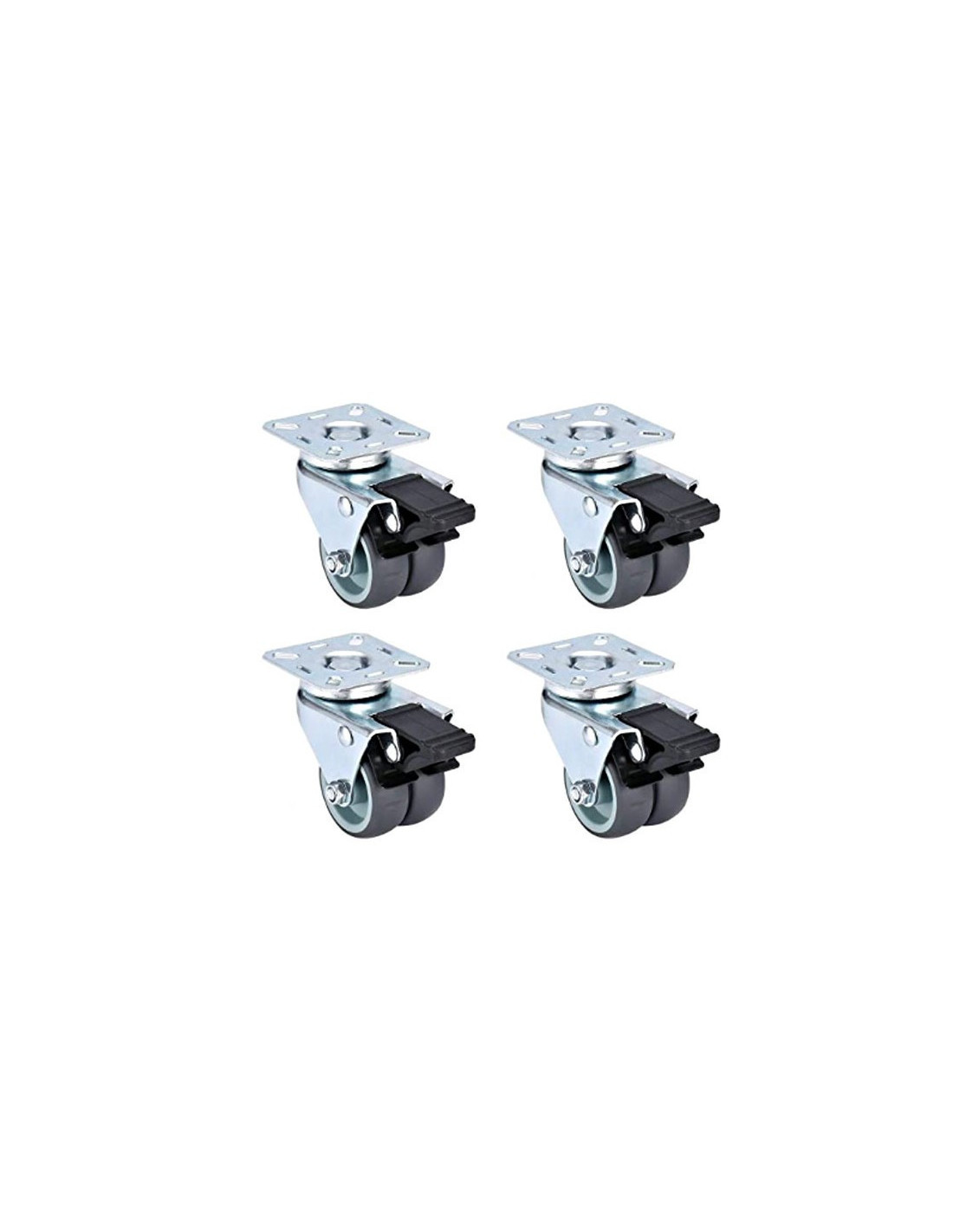 4 casters with brakes