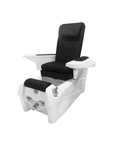 Poltrona di lusso Pedispa OMEGA nera – Shiatsu, cromoterapia, vasca idromassaggio e pompa di scarico