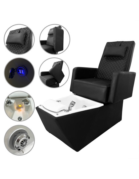 Poltrona de Pedicure SPA com Massagem PRETA Greco