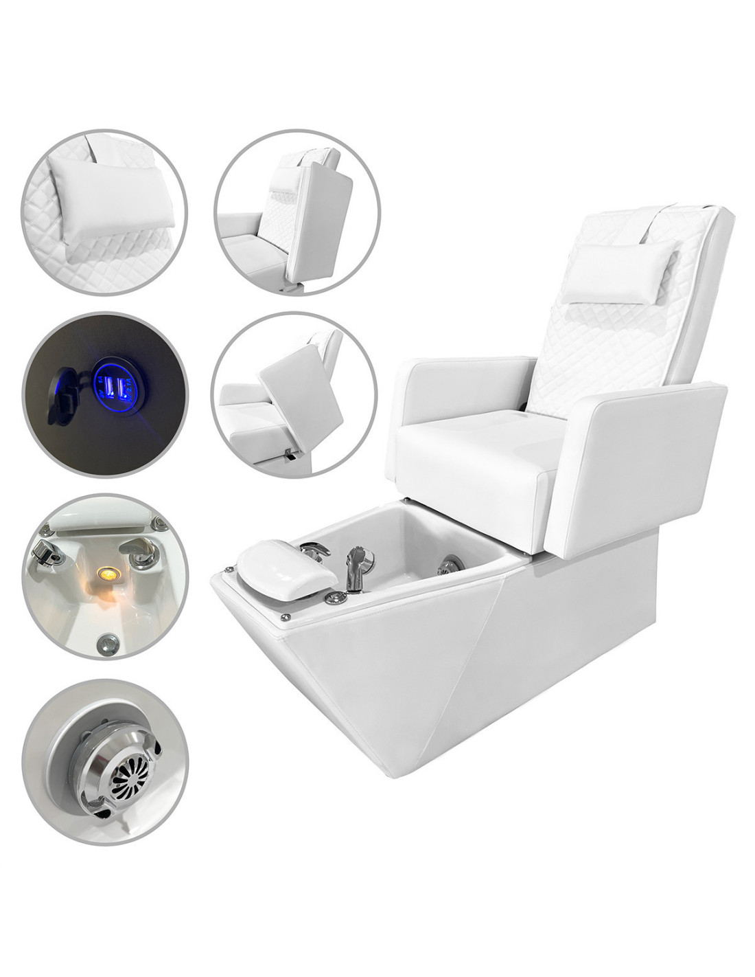 Poltrona per pedicure SPA massaggiante Greco White con idromassaggio