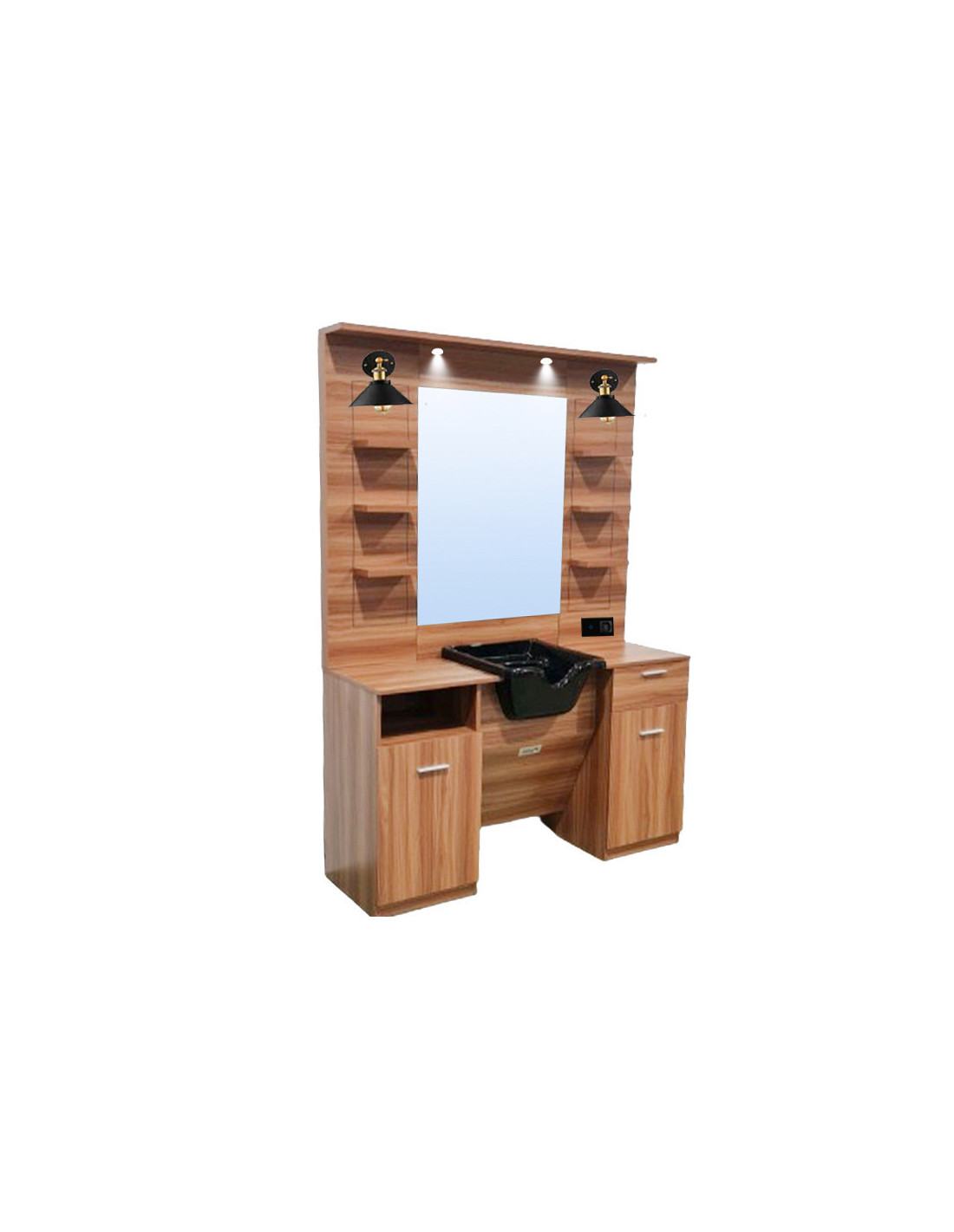 Lot 3 poste barber - meuble barbier shop v2- led 