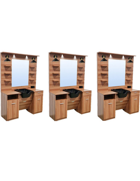 Lot 3 poste barber - meuble barbier shop v2- led 