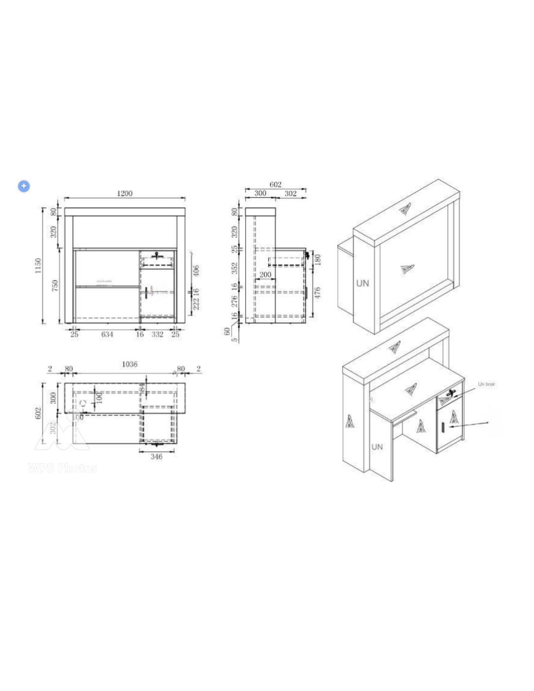 Ensemble mobilier barbier postes de travail et comptoirs 