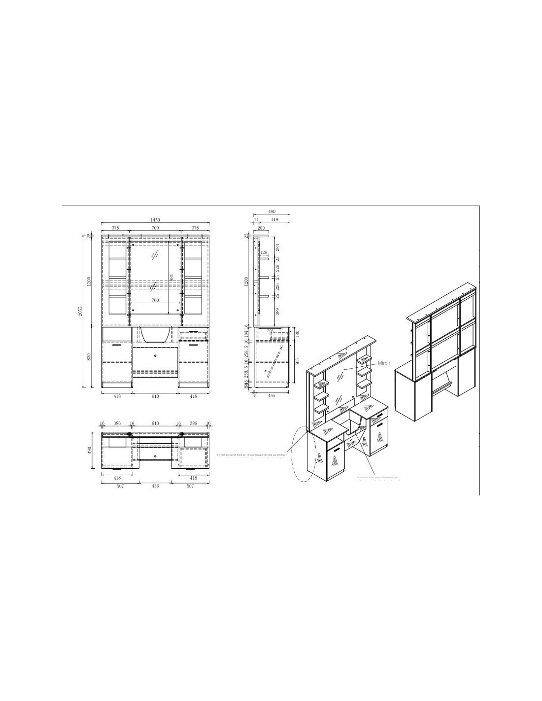 Muebles de Barbería Conjunto de Estaciones de Trabajo y Mostradores