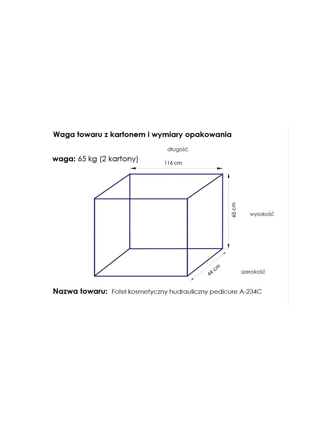 Fotel kosmetyczny hyd. A 234C pedi biały 