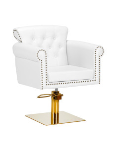 Gabbiano Berlin hairdressing chair, gold and white
