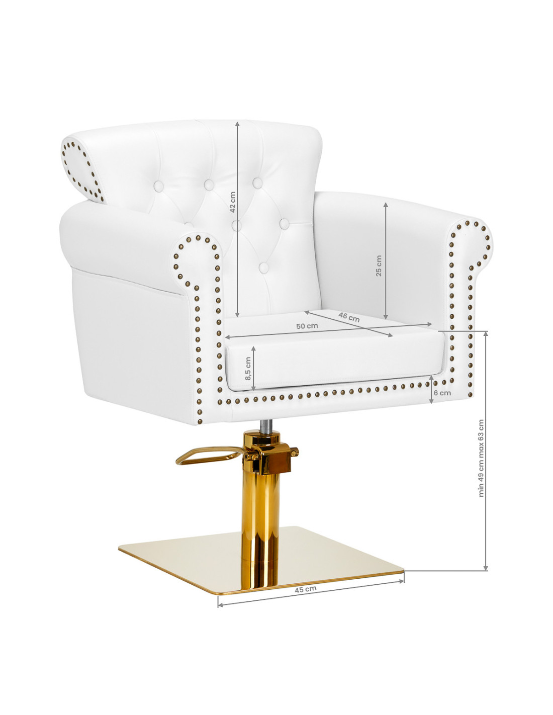 Gabbiano Berlin hairdressing chair, gold and white {attributes}