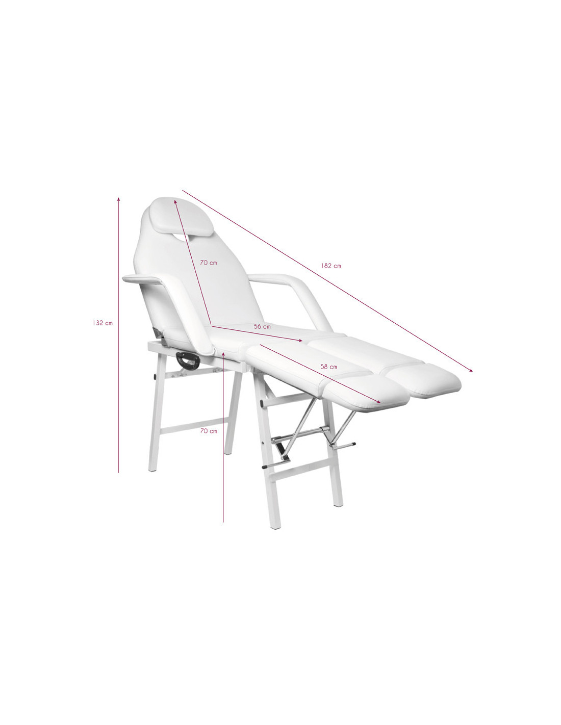 Fotel kosmetyczny składany P270 pedi biały 