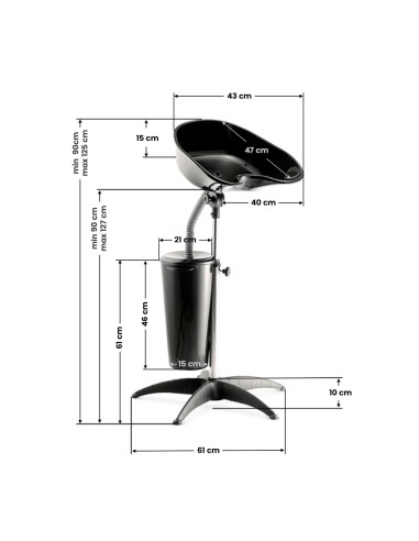 Bac a Shampoing Bac à shampoing Nero mobile réservoir 