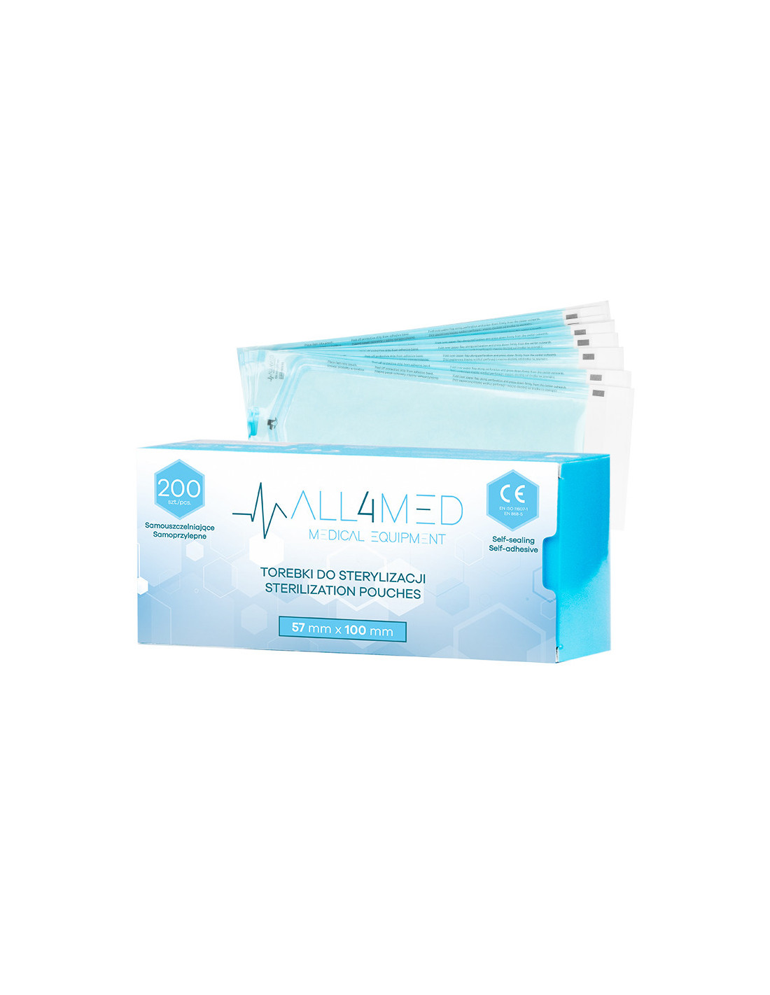 All4med torebki do sterylizacji w autoklawie 57 mm x 105 mm 200 szt. 